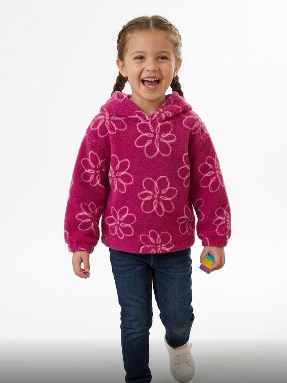 Carter’s Girls Pink Floral Sherpa Hoodie Size 6/6x